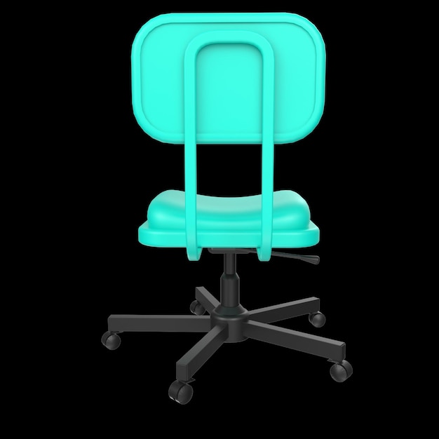 A green office chair with the letter n on it.