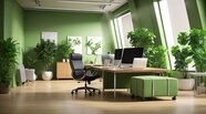 Premium Photo Green Office Room