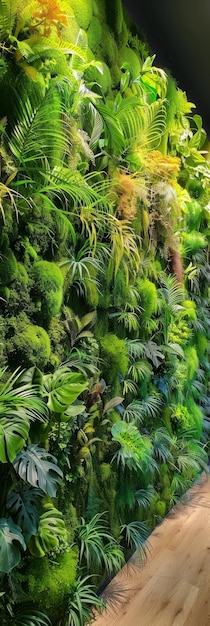 Green Office Walls with Artificial Moss and Plants Generative AI