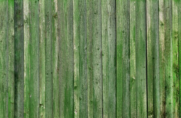 Green old with half-peeling paint wooden wall