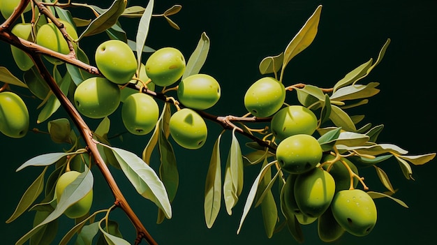 green olive branch with leaves