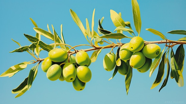 green olive branch with leaves