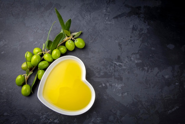 Green olive and olive oil isolated