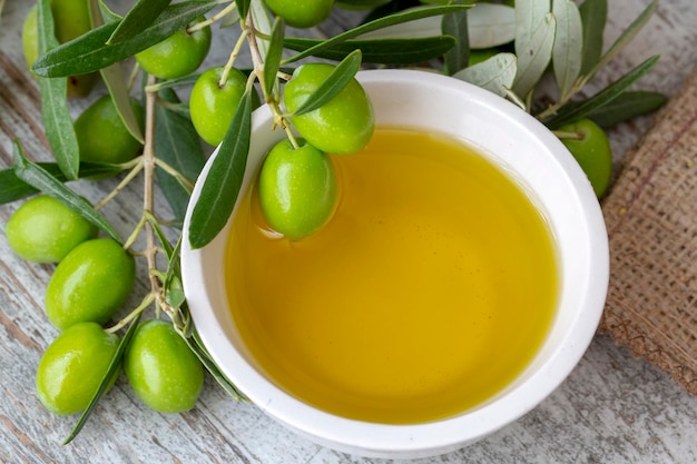 Green olive and olive oil