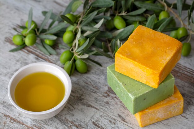 Green olive and olive soap