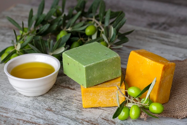 Green olive and olive soap