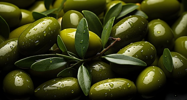 green olives on a black slate table