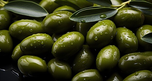 green olives on a black slate table