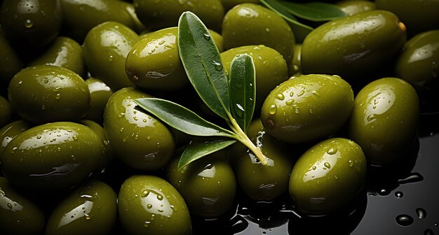 green olives on a black slate table