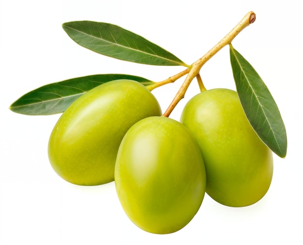 Green olives isolated on white background ai generated