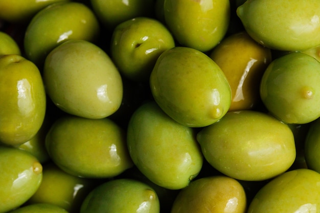 Green olives. Top view.