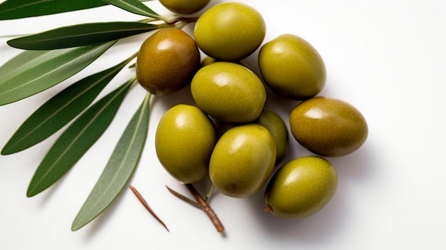 green olives on white background