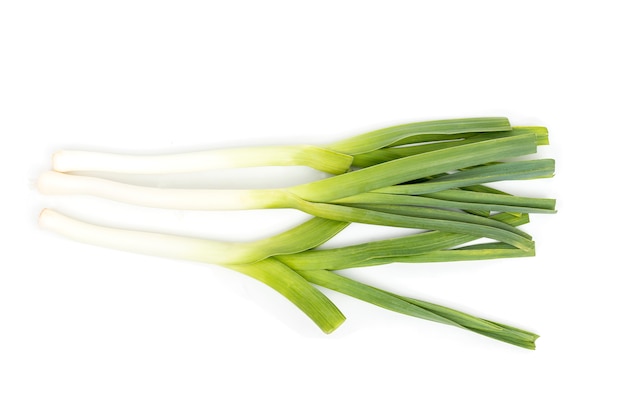 Green onion, spring onion, scallion isolated on white .