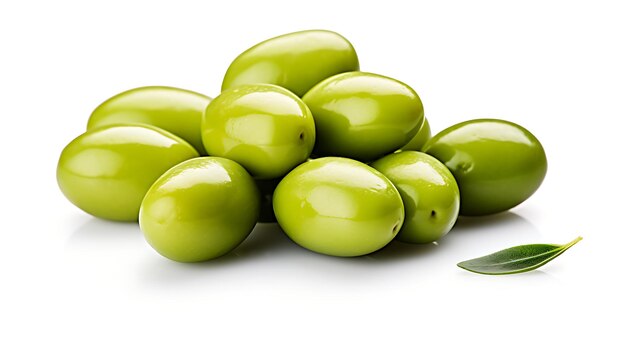 green only Olives fruits on white backgrounds