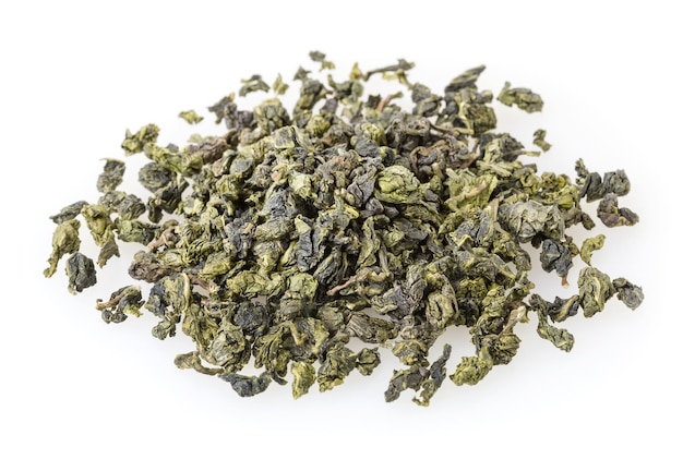 Green oolong tea isolated on white background