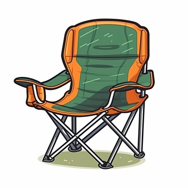 A green and orange camping chair with a cup on it generative ai