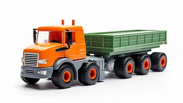 A green orange and grey toy tractor
