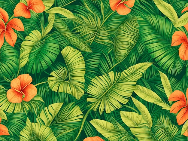 Green and orange leaves background