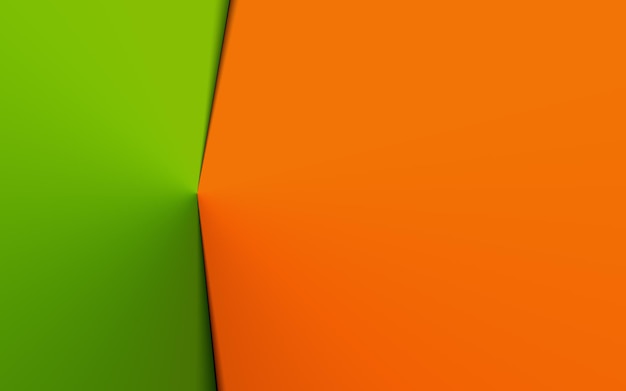 Green and orange paper card abstract background