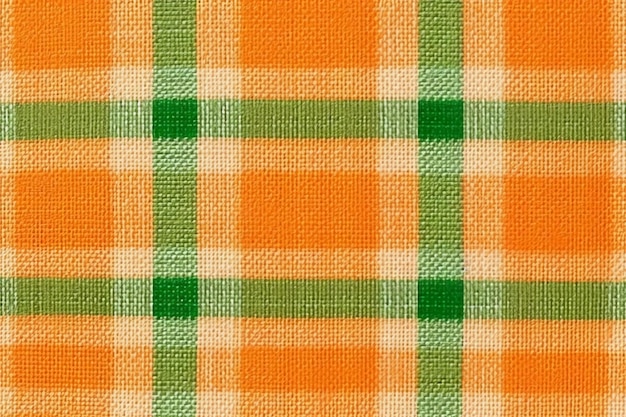 Premium AI Image | A green and orange plaid fabric with a white stripe.