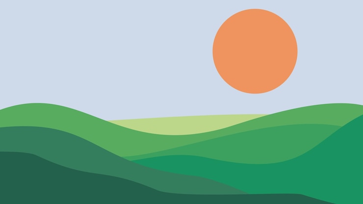 Photo a green and orange sun over a green landscape