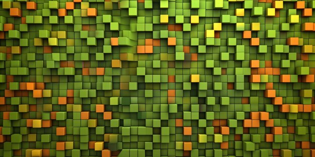 Foto muro verde e arancione con quadrati.