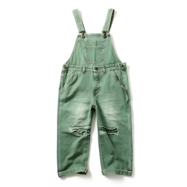 Green overalls isolated on white background