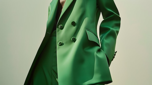 写真 グリーン・オーバーサイズ・スーツ・ジャケット ヴォーグ誌の編集表紙