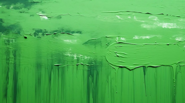 Photo green paint dripping downtexture of the wall