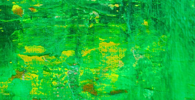 Green painting with a yellow background