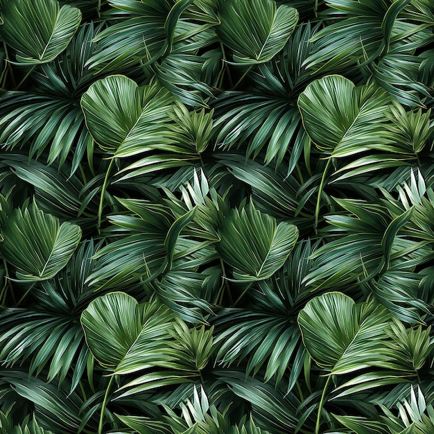 green palm leaves Seamless pattern