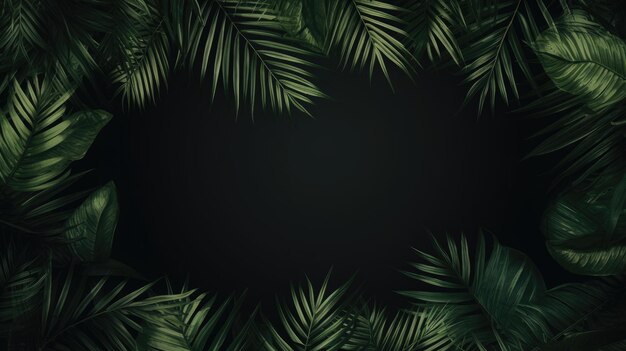 Photo green palm leaves with copy space