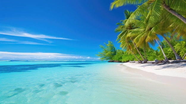 Green palms on tropical beach