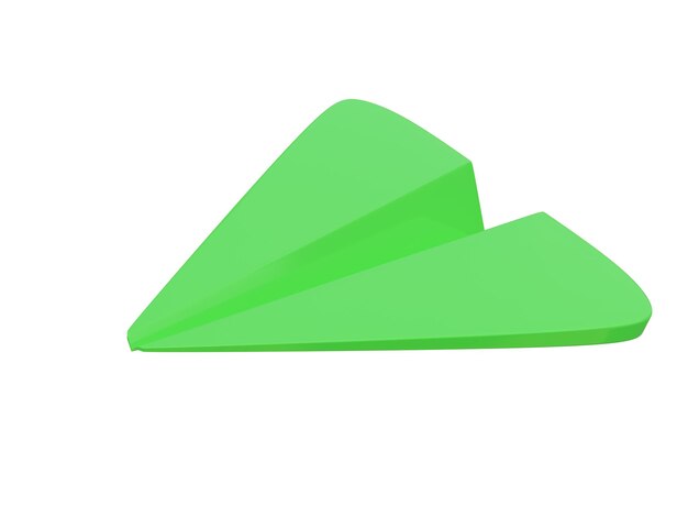 Green paper airplane icon 3d render