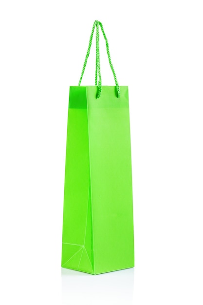 Green paper bag isolated