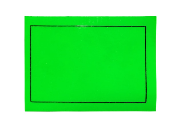 白い背景で隔離の緑の紙のステッカーラベル