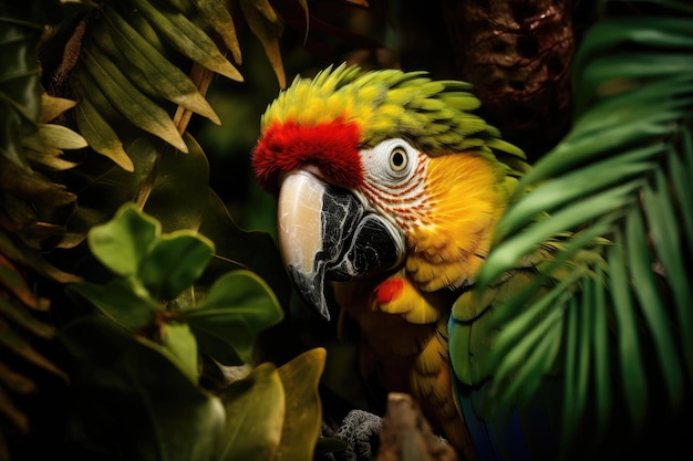 Green parrot in the jungle