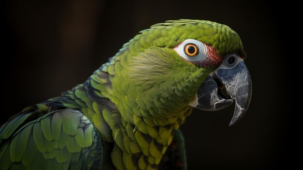 A green parrot with a red spot on its beak