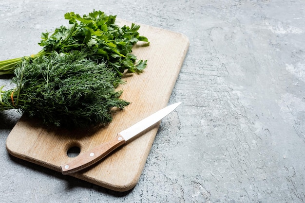 green parsley dill cutting board