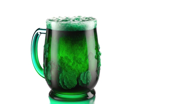 Green Patrick's day bier geïsoleerd met uitknippad op een lichte achtergrond Generatieve AI