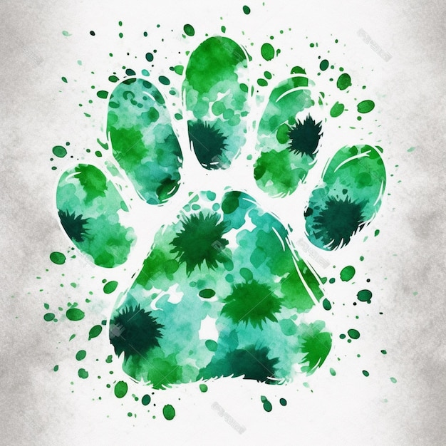 Photo a green paw print with a paw print on it