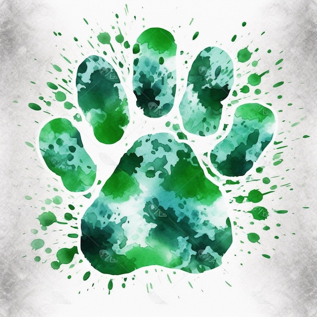 Photo a green paw print with a white background and the words 