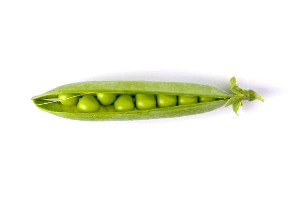 Green pea pod isolated on white