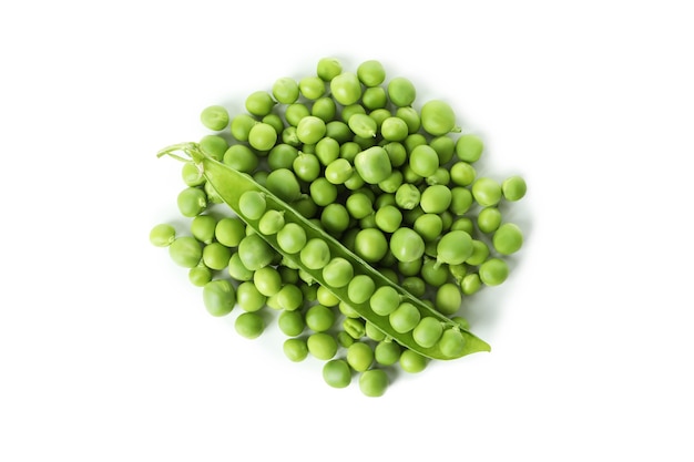 Green pea seeds isolated on white
