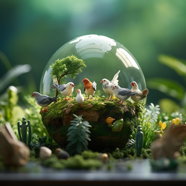 Green peace earth miniature planet globe concept