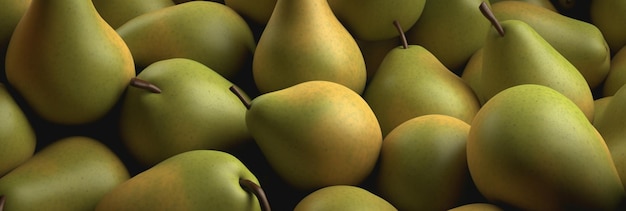 Photo a green pear among other pears