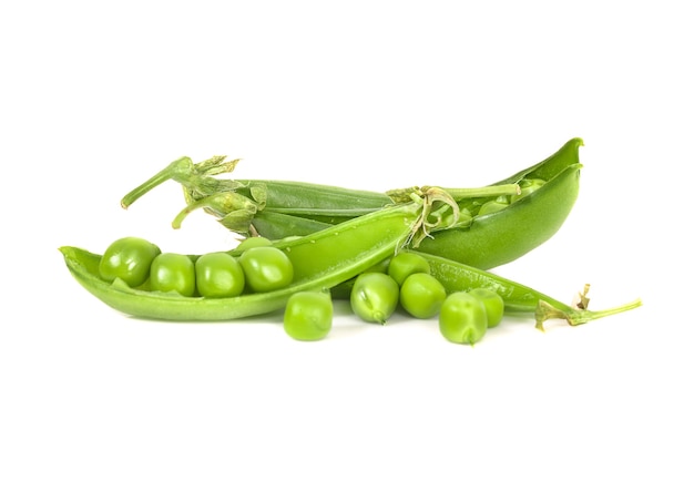 Green peas beans isolated on white surface