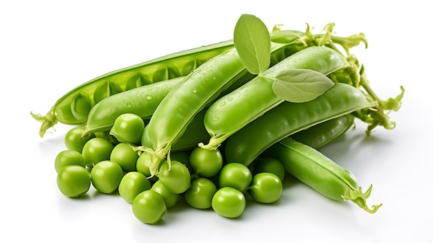 Green peas isolated on the white background