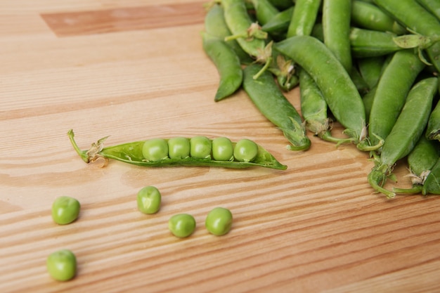 Green peas in pods freshly picked