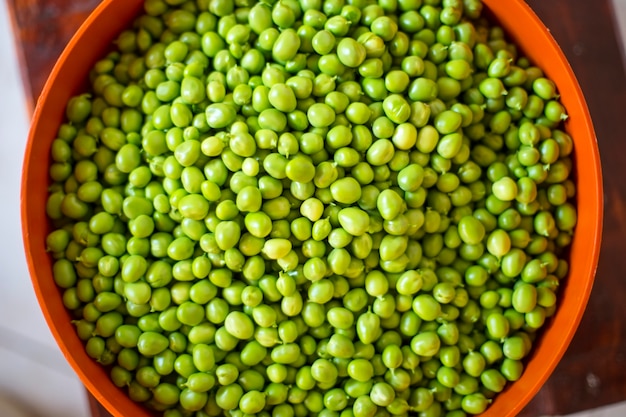 Green peas in the pot